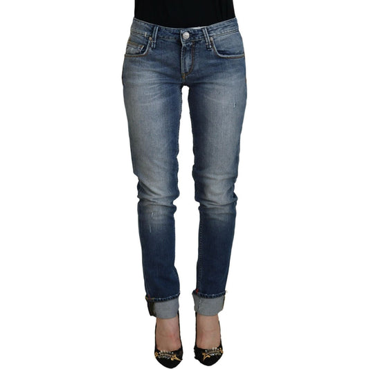 Acht Sleek Skinny Low Waist Denim Jeans blue-washed-cotton-low-waist-women-casual-jeans