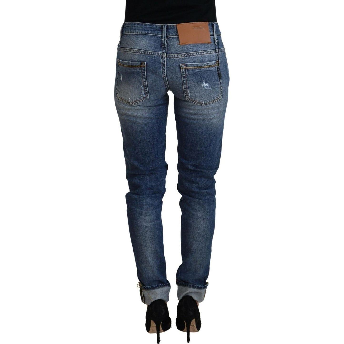 Acht Sleek Skinny Low Waist Denim Jeans blue-washed-cotton-low-waist-women-casual-jeans