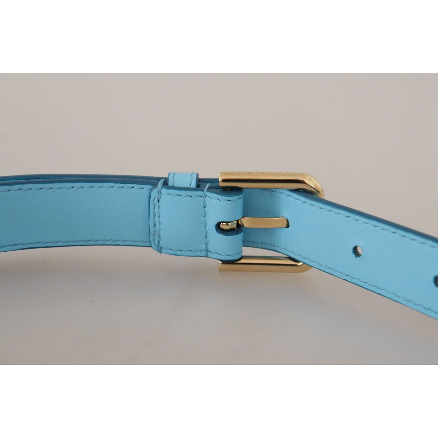 Dolce & GabbanaElegant Sky Blue Leather Belt with Logo BuckleMcRichard Designer Brands£239.00