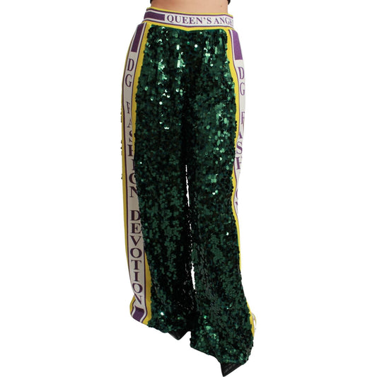 Dolce & Gabbana Exclusive Multicolor Sequined Pants green-sequin-trousers-queens-angel-pants