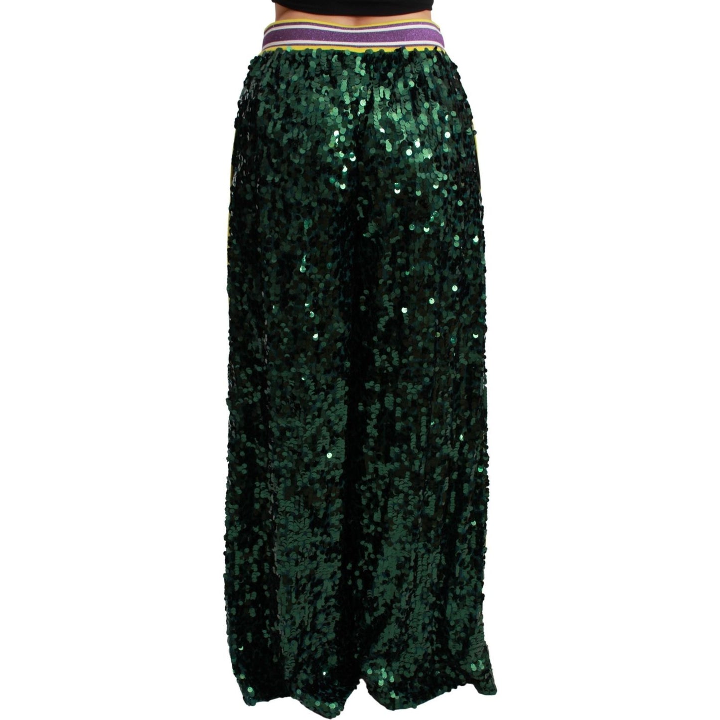 Dolce & Gabbana Exclusive Multicolor Sequined Pants green-sequin-trousers-queens-angel-pants