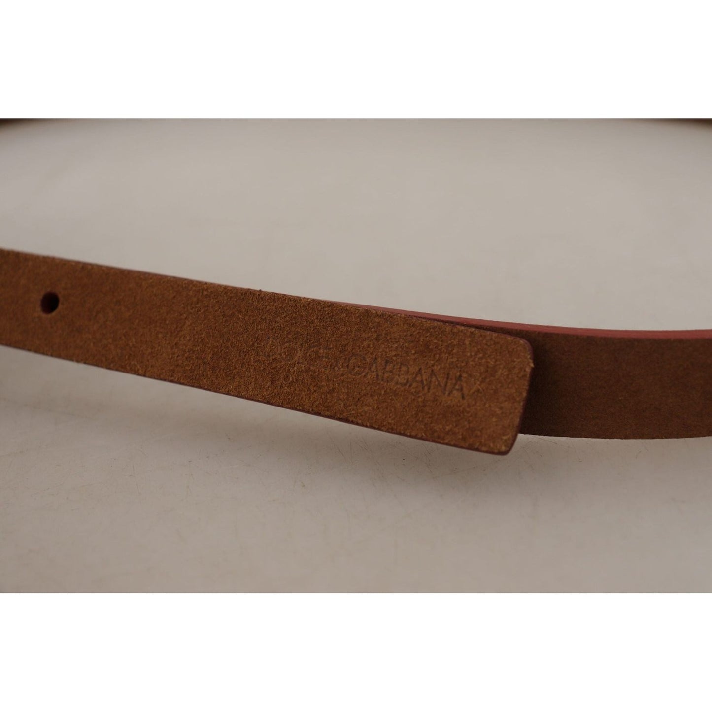 Dolce & Gabbana Chic Suede Belt with Logo Engraved Buckle brown-logo-engraved-metal-waist-buckle-belt