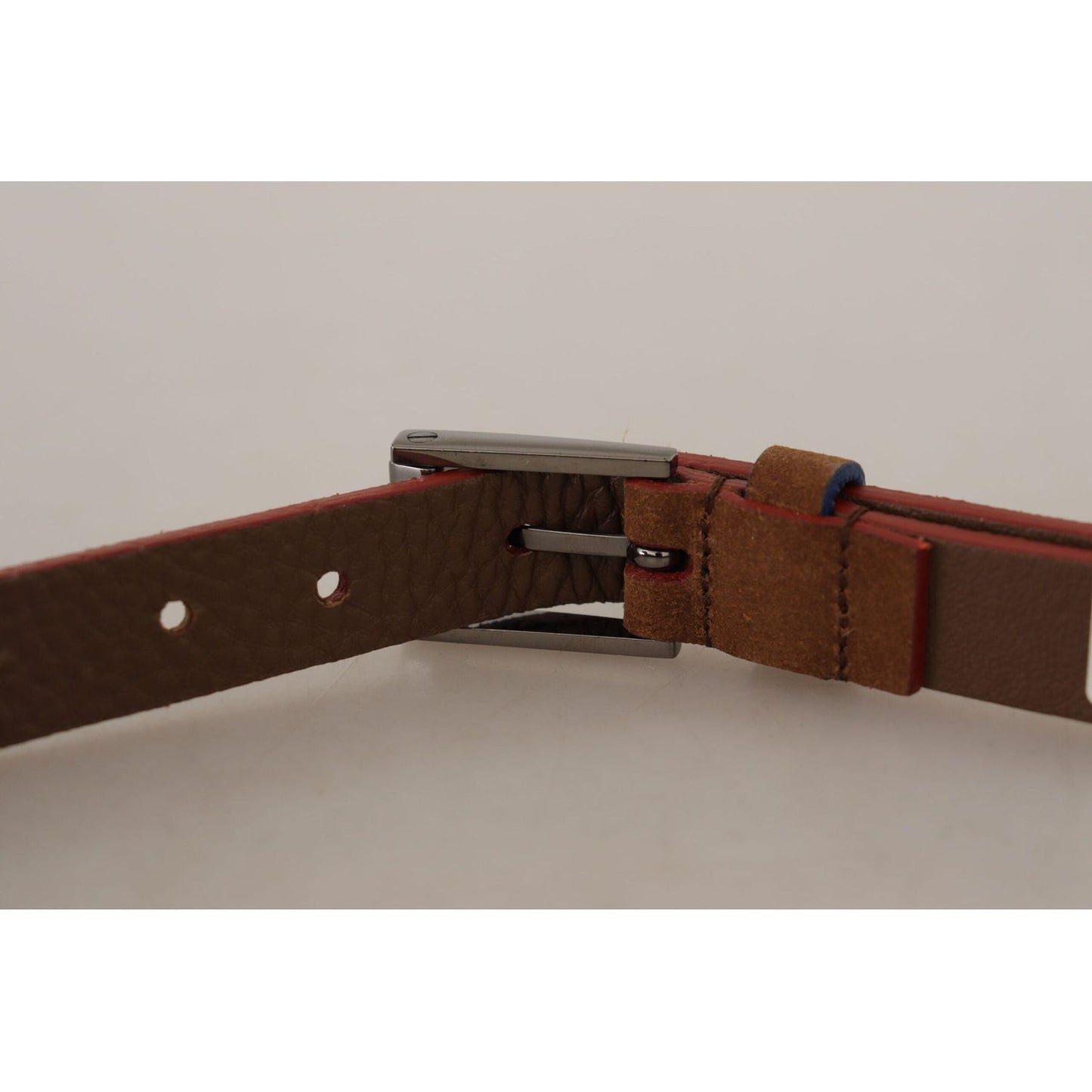 Dolce & Gabbana Chic Suede Belt with Logo Engraved Buckle brown-logo-engraved-metal-waist-buckle-belt
