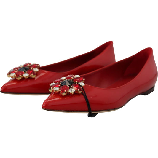 Dolce & Gabbana Red Suede Crystal Loafers - Exquisite Elegance red-leather-crystals-loafers-flats-shoes IMG_8709-scaled-ccb65456-b18.jpg