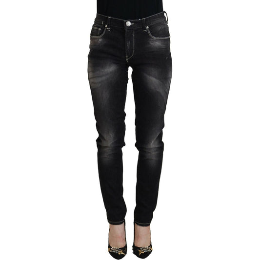 Acht Elegant Tapered Mid Waist Black Jeans black-washed-mid-waist-tapered-women-casual-denim-jeans