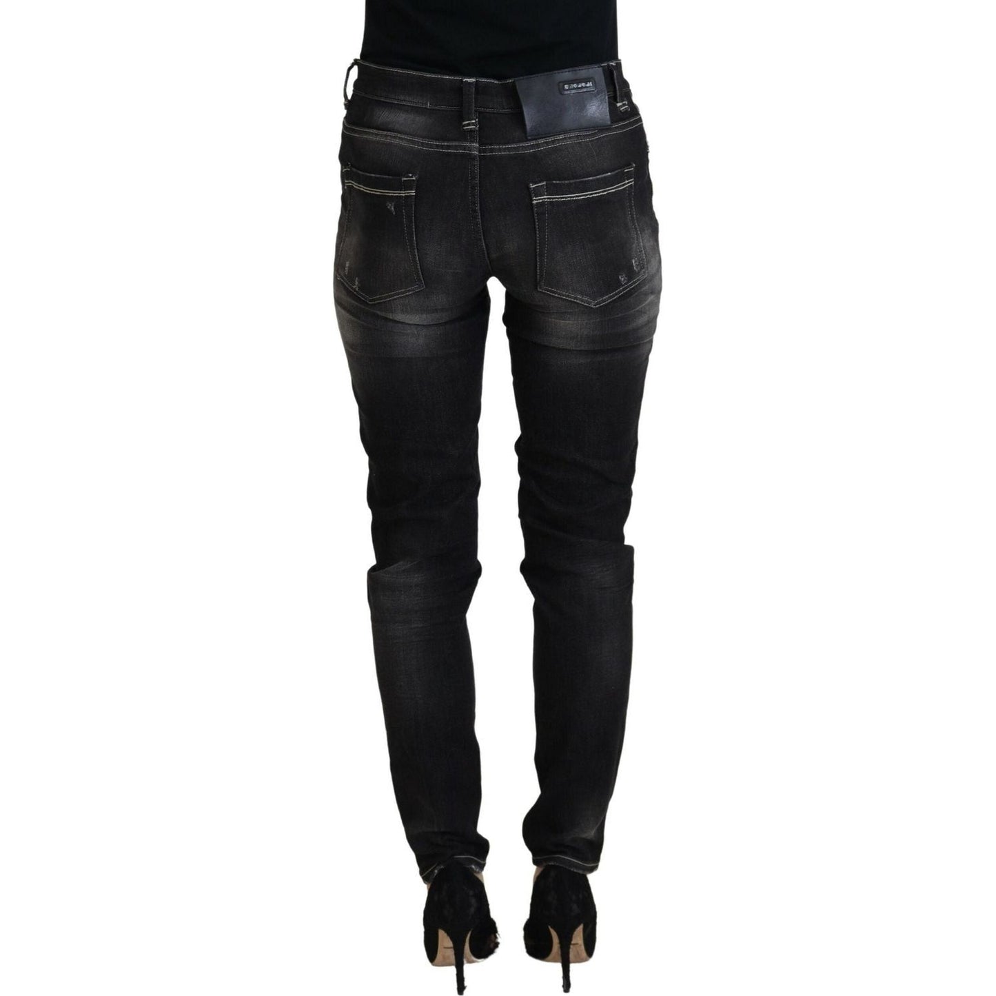 Acht Elegant Tapered Mid Waist Black Jeans black-washed-mid-waist-tapered-women-casual-denim-jeans