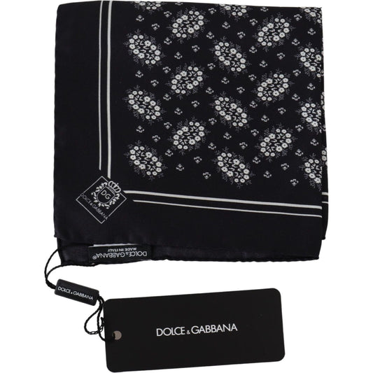 Dolce & Gabbana Elegant Silk Patterned Pocket Square black-patterned-square-scarf-silk-handkerchief