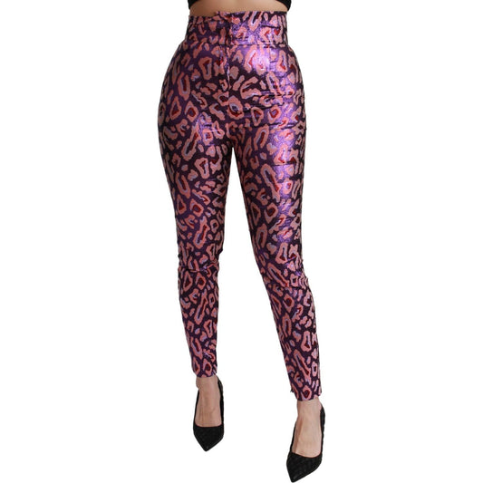 Dolce & Gabbana Chic Cropped High Waist Silk Blend Pants Jeans & Pants multicolor-patterned-cropped-high-waist-pants-1