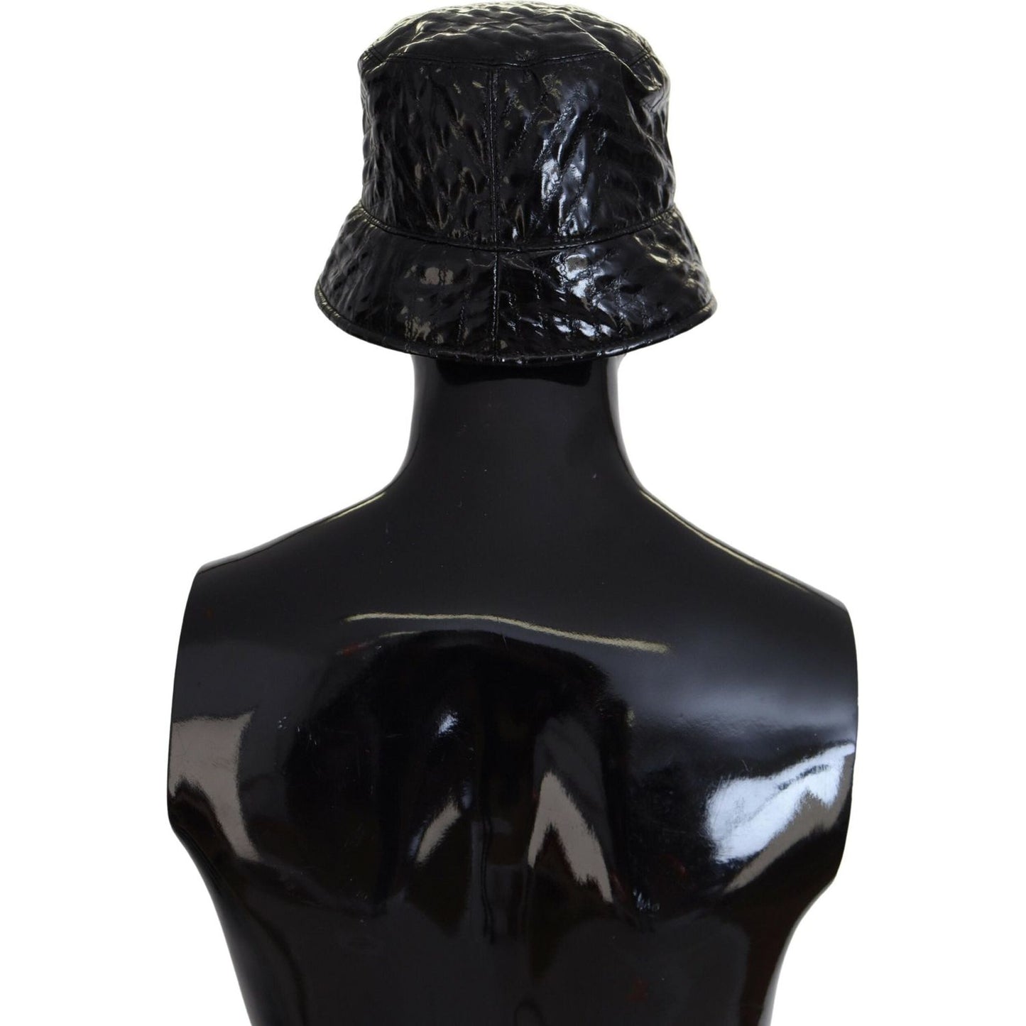 Dolce & Gabbana Elegant Black Bucket Cap black-quilted-faux-leather-women-bucket-cap-hat