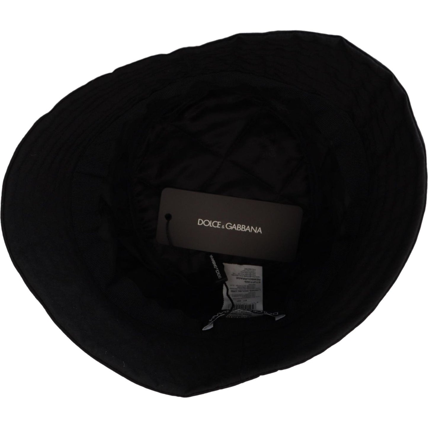 Dolce & Gabbana Elegant Black Bucket Cap black-nylon-women-bucket-cap-hat