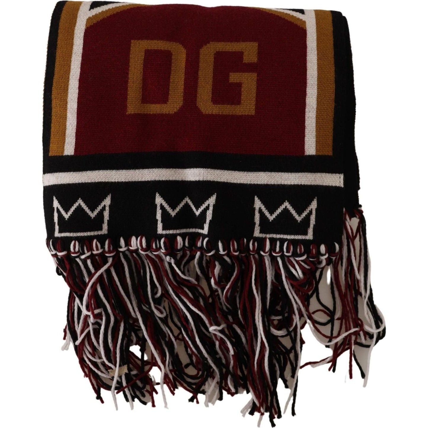 Dolce & Gabbana Elegant DG King Wool & Cashmere Scarf Wool Wrap Shawl Scarf multicolor-wool-knit-dg-king-shawl-wrap-scarf