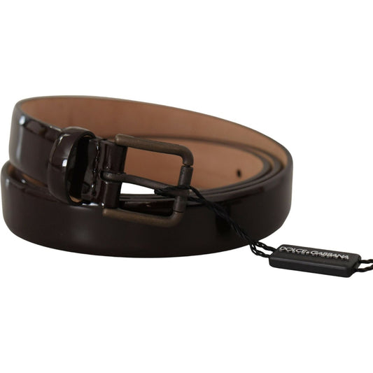 Dolce & Gabbana Elegant Black Leather Logo Buckle Belt black-patent-leather-logo-metal-waist-buckle-belt