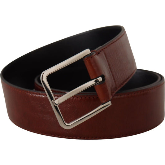 Dolce & Gabbana Elegant Leather Belt with Engraved Buckle bordeaux-calf-patent-leather-logo-waist-buckle-belt