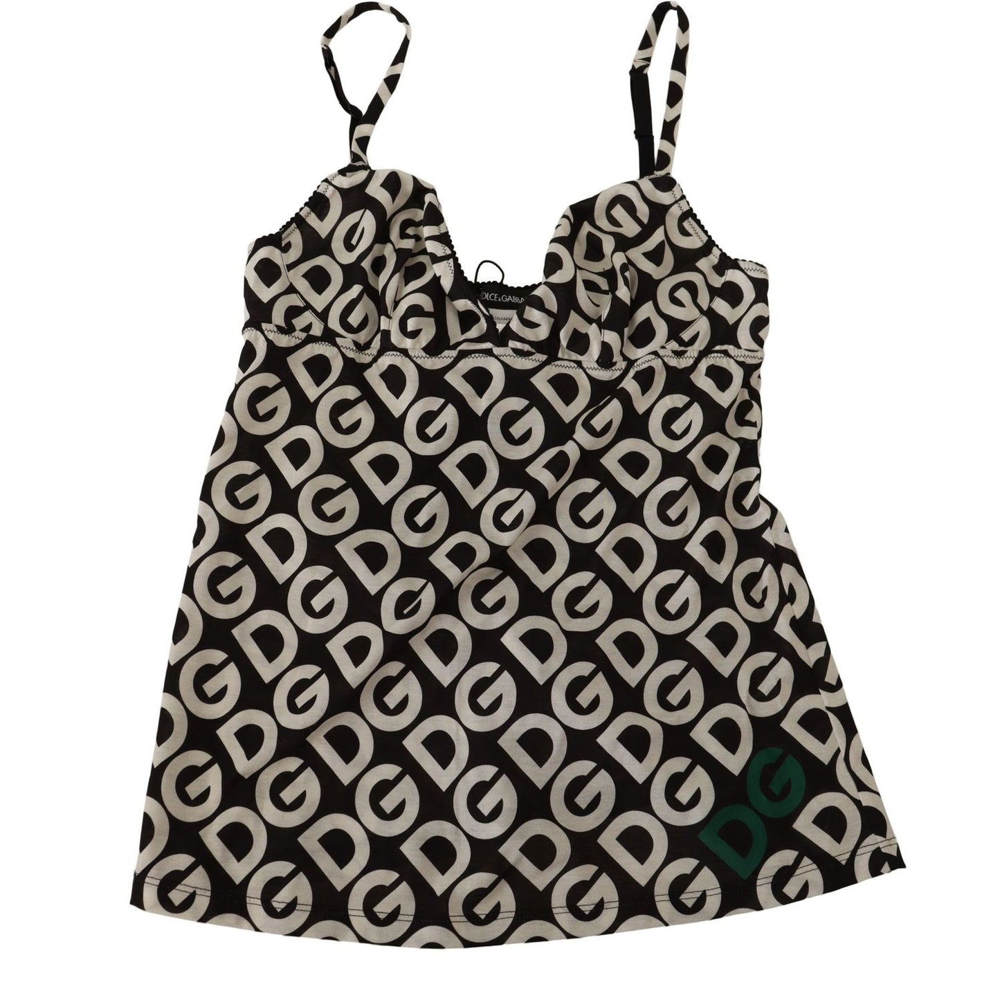 Dolce & Gabbana Chic Logo Print Camisole Tank Top WOMAN SWIMWEAR black-white-logo-print-camisole-top-underwear