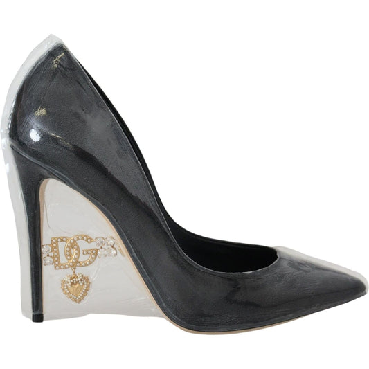 Dolce & Gabbana Elegant Black Gold Detail Heels Pumps black-leather-heels-pumps-plastic-wrapped-shoes IMG_8769-fa81d580-02c.jpg