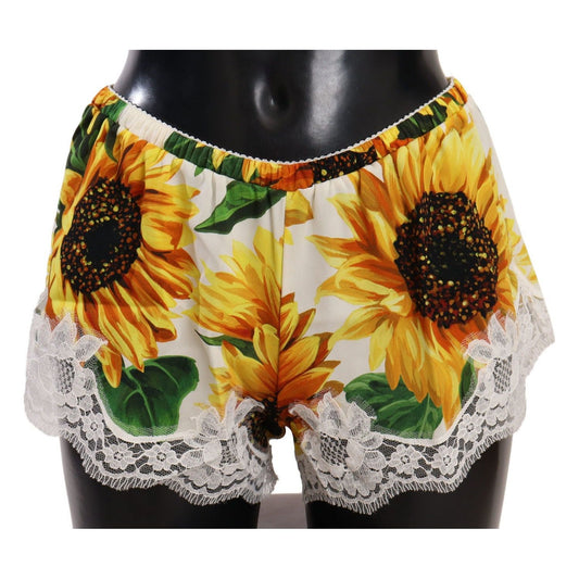 Dolce & Gabbana Sunflower Lace Lingerie Shorts - Silk Blend WOMAN UNDERWEAR white-sunflower-lace-lingerie-underwear