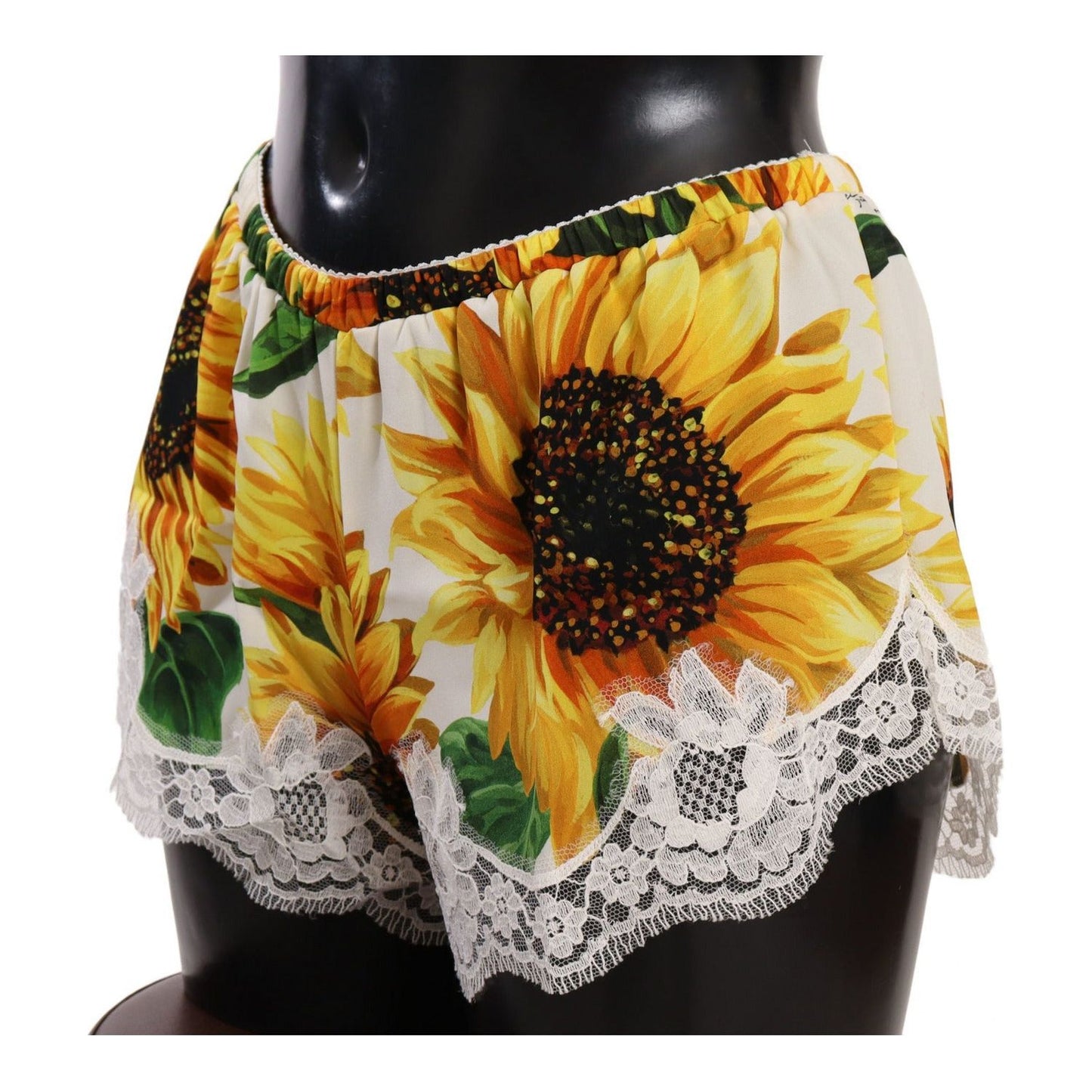 Dolce & Gabbana Sunflower Lace Lingerie Shorts - Silk Blend WOMAN UNDERWEAR white-sunflower-lace-lingerie-underwear