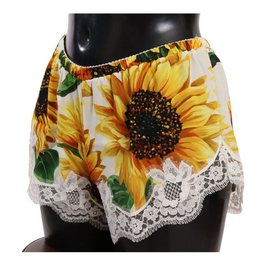 Dolce & Gabbana Sunflower Lace Lingerie Shorts - Silk Blend WOMAN UNDERWEAR white-sunflower-lace-lingerie-underwear IMG_8771-scaled-53595869-071.jpg