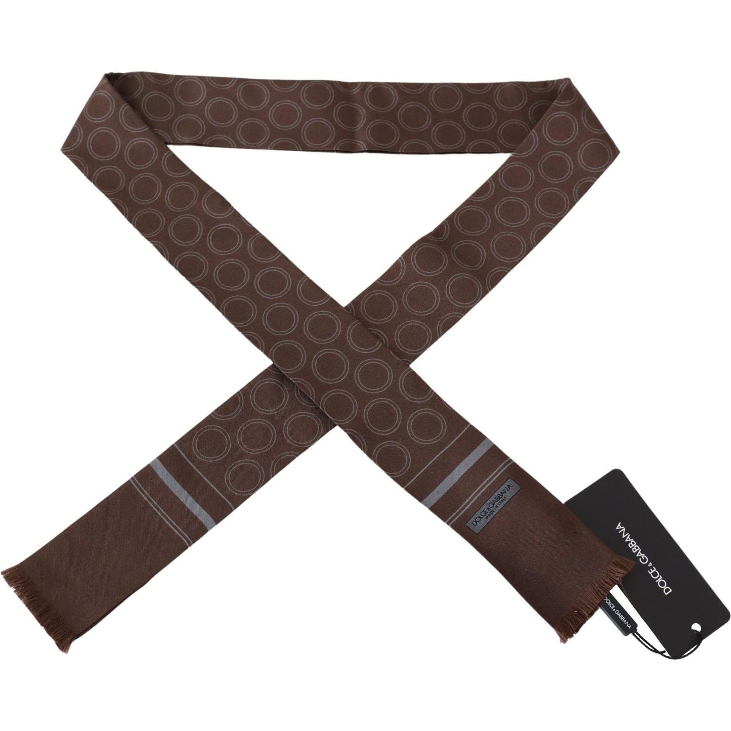 Dolce & Gabbana Silk Geometric Fringe Scarf in Earthy Brown brown-circles-neck-wrap-fringe-silk-scarf IMG_8773-0dcff649-978.jpg