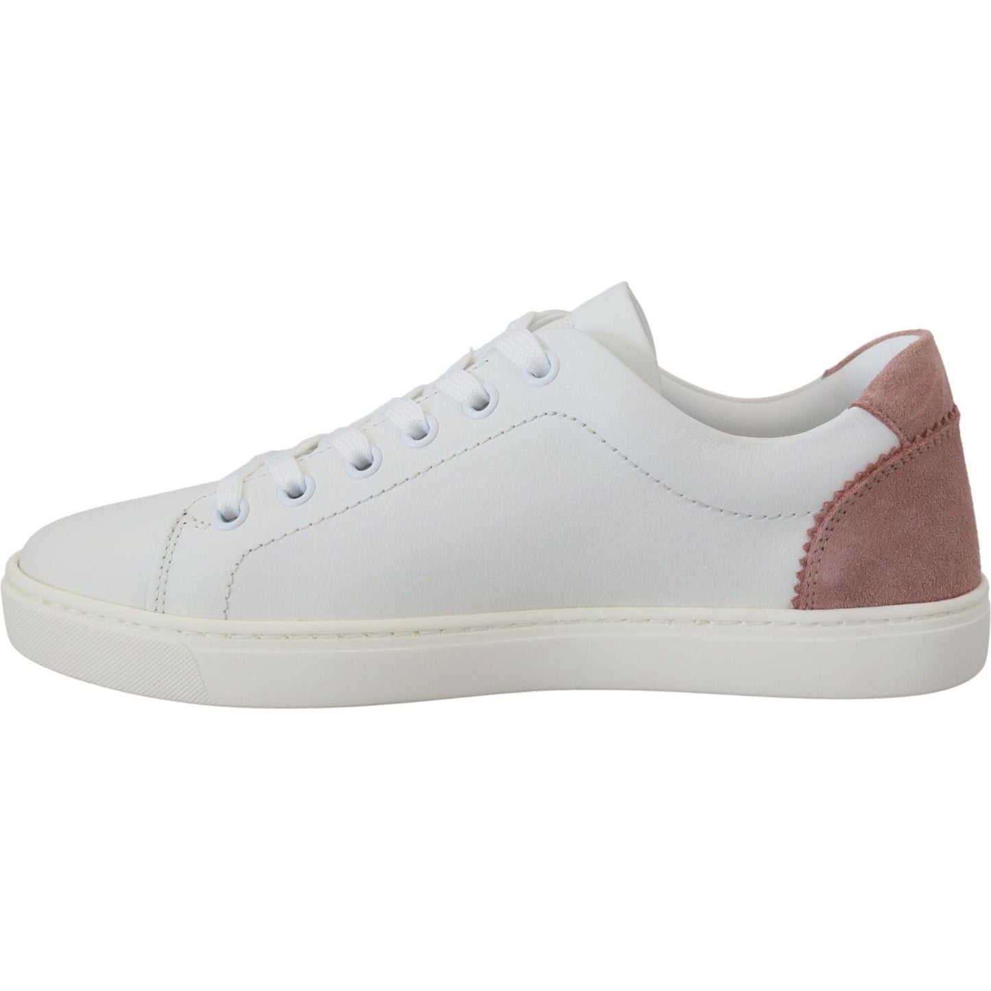 Dolce & Gabbana Chic White Pink Leather Low-Top Sneakers white-pink-leather-low-top-sneakers-shoes