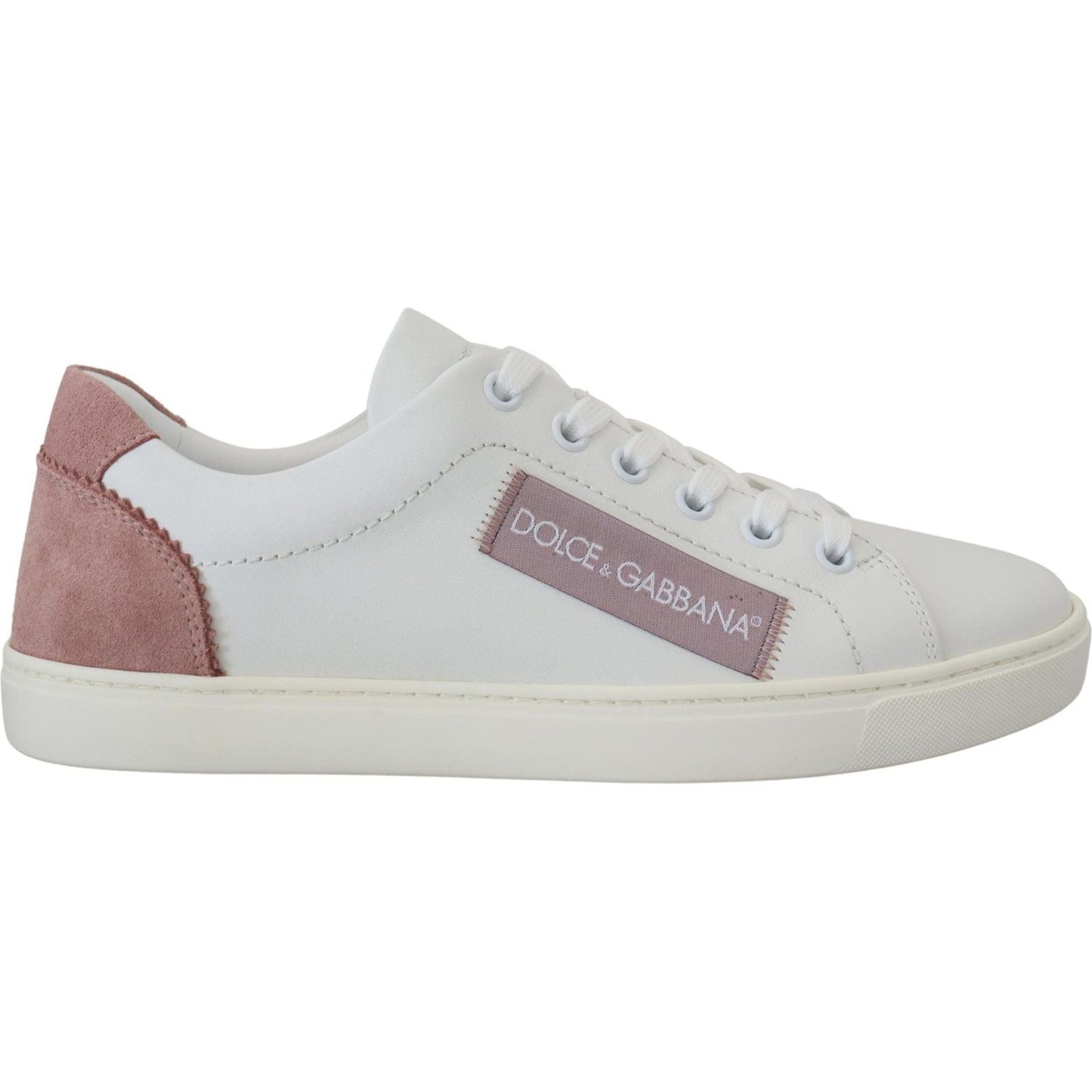 Dolce & GabbanaChic White Pink Leather Low-Top SneakersMcRichard Designer Brands£359.00