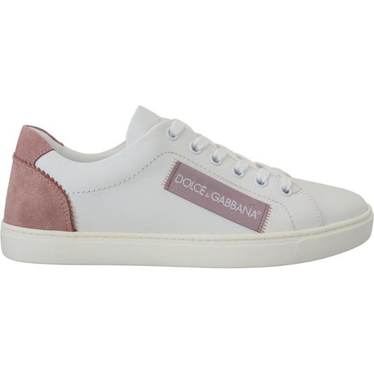 Dolce & Gabbana Chic White Pink Leather Low-Top Sneakers white-pink-leather-low-top-sneakers-shoes IMG_8781-scaled-dc731690-8ee.jpg