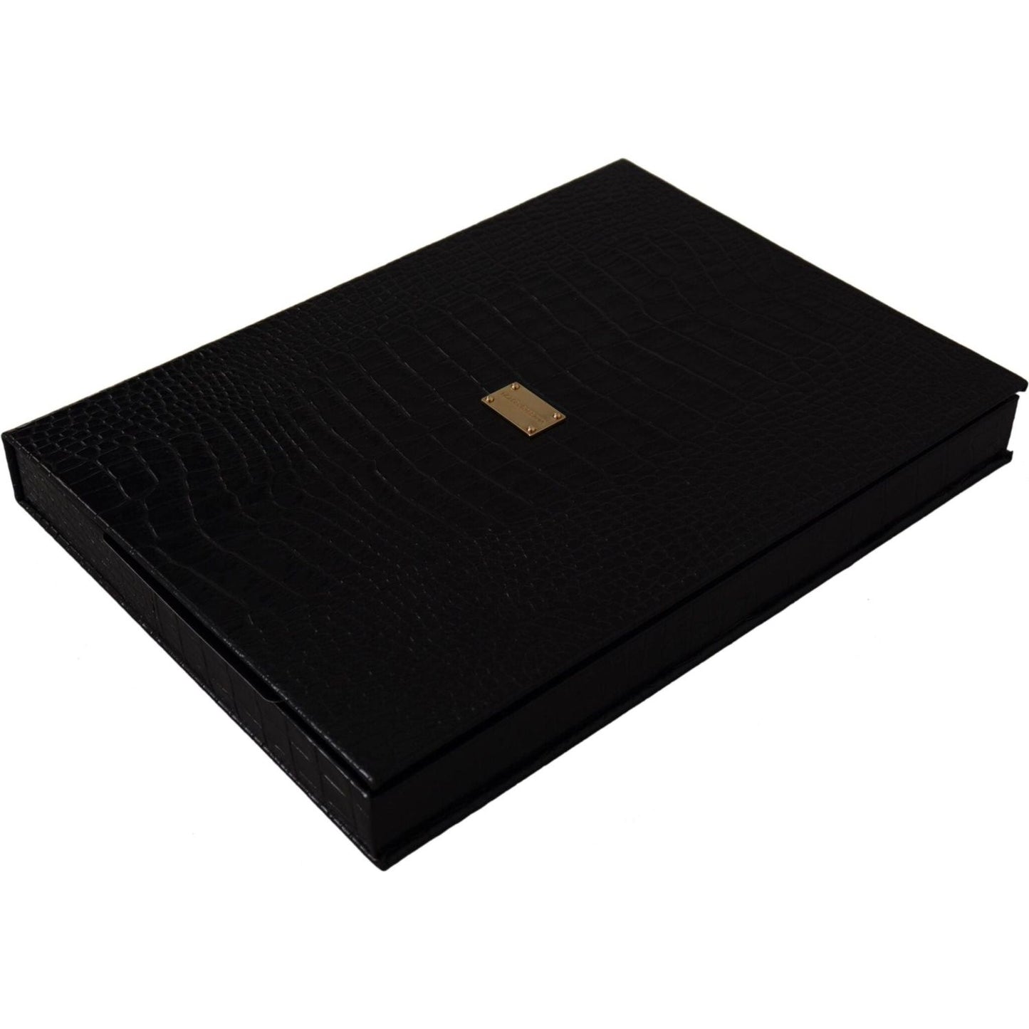 Dolce & Gabbana Elegant Black Leather Catalogue Case black-leather-booklet-decor-mens-case-catalogue-folding-book