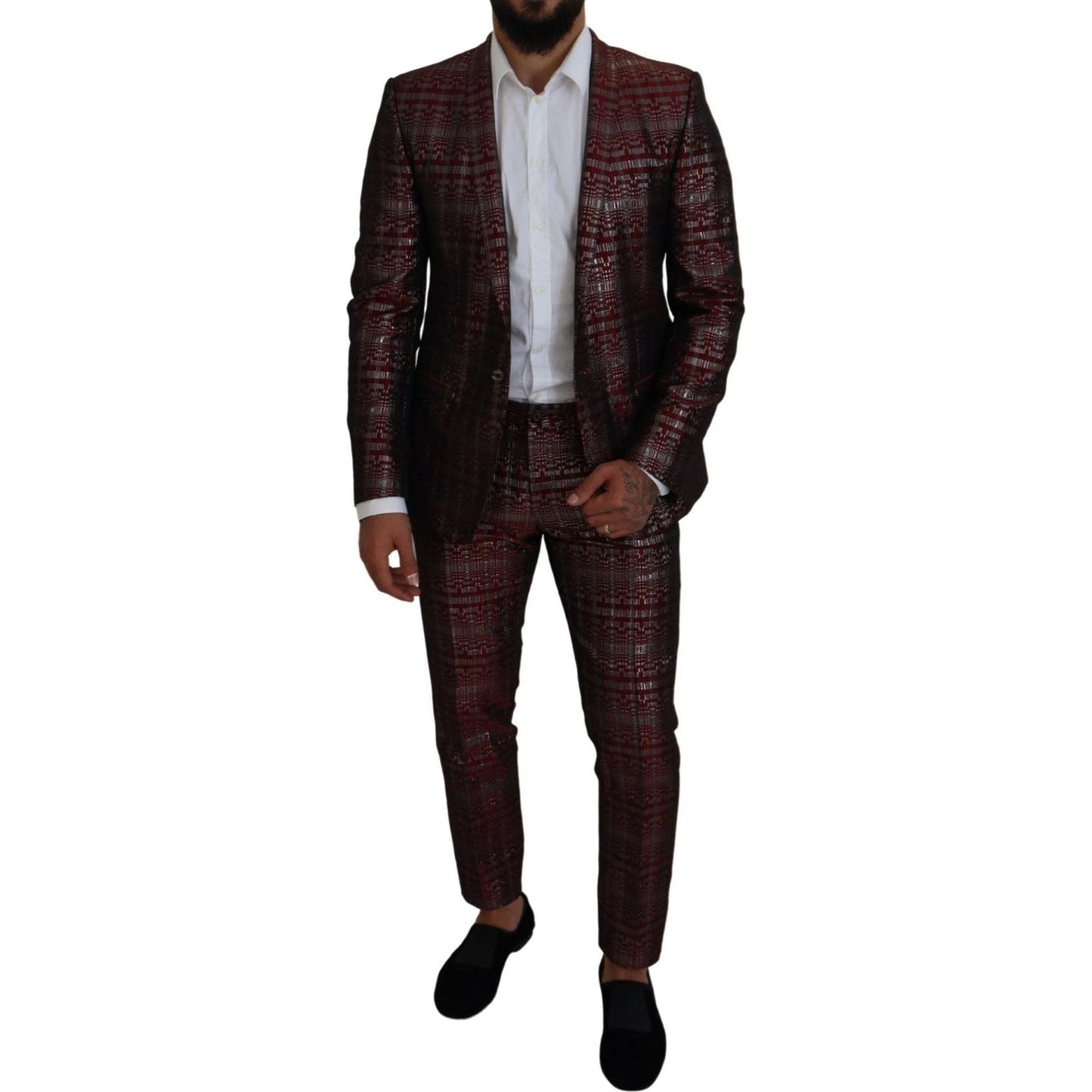 Dolce & Gabbana Bordeaux Fantasy Slim Fit Two-Piece Suit bordeaux-silver-gold-slim-fit-suit IMG_8791-scaled-3e1e968f-034.jpg