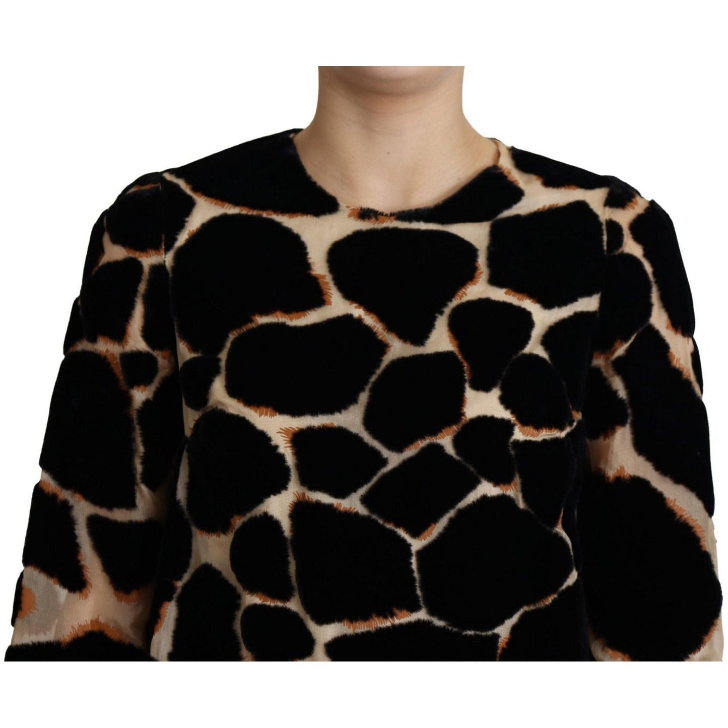 Dolce & Gabbana Chic Giraffe Print Shift Mini Dress black-giraffe-print-shift-mini-dress