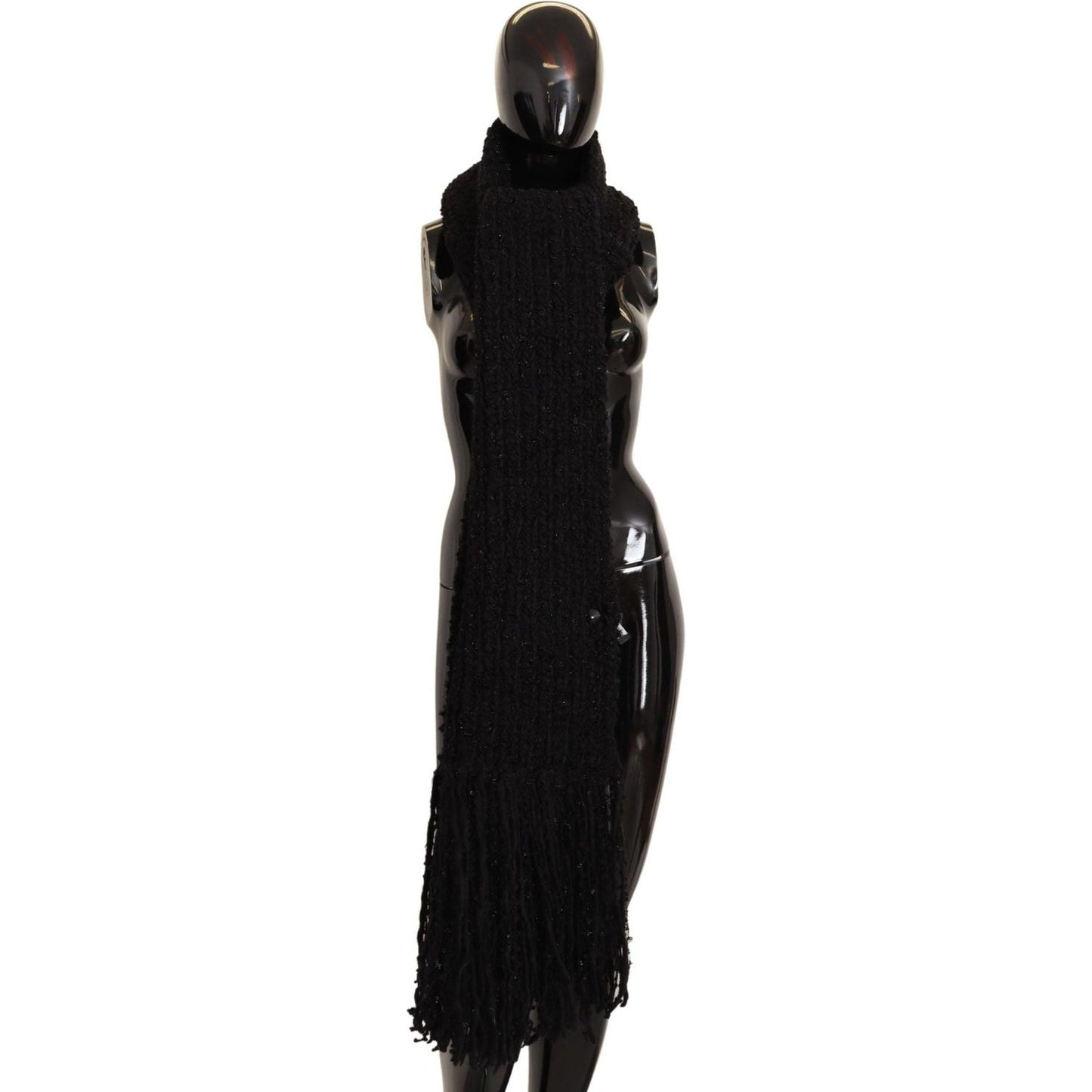 Dolce & Gabbana Elegant Black Wool-Blend Designer Scarf black-virgin-wool-knitted-wrap-shawl-scarf IMG_8800-scaled-e25460df-18e.jpg