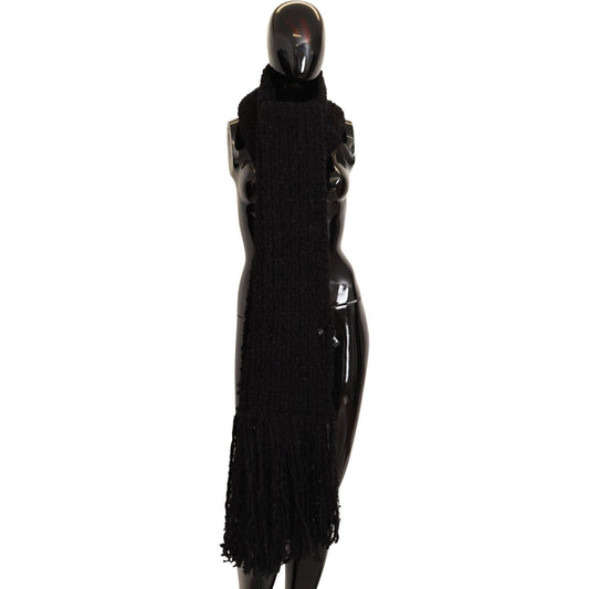 Dolce & Gabbana Elegant Black Wool-Blend Designer Scarf black-virgin-wool-knitted-wrap-shawl-scarf
