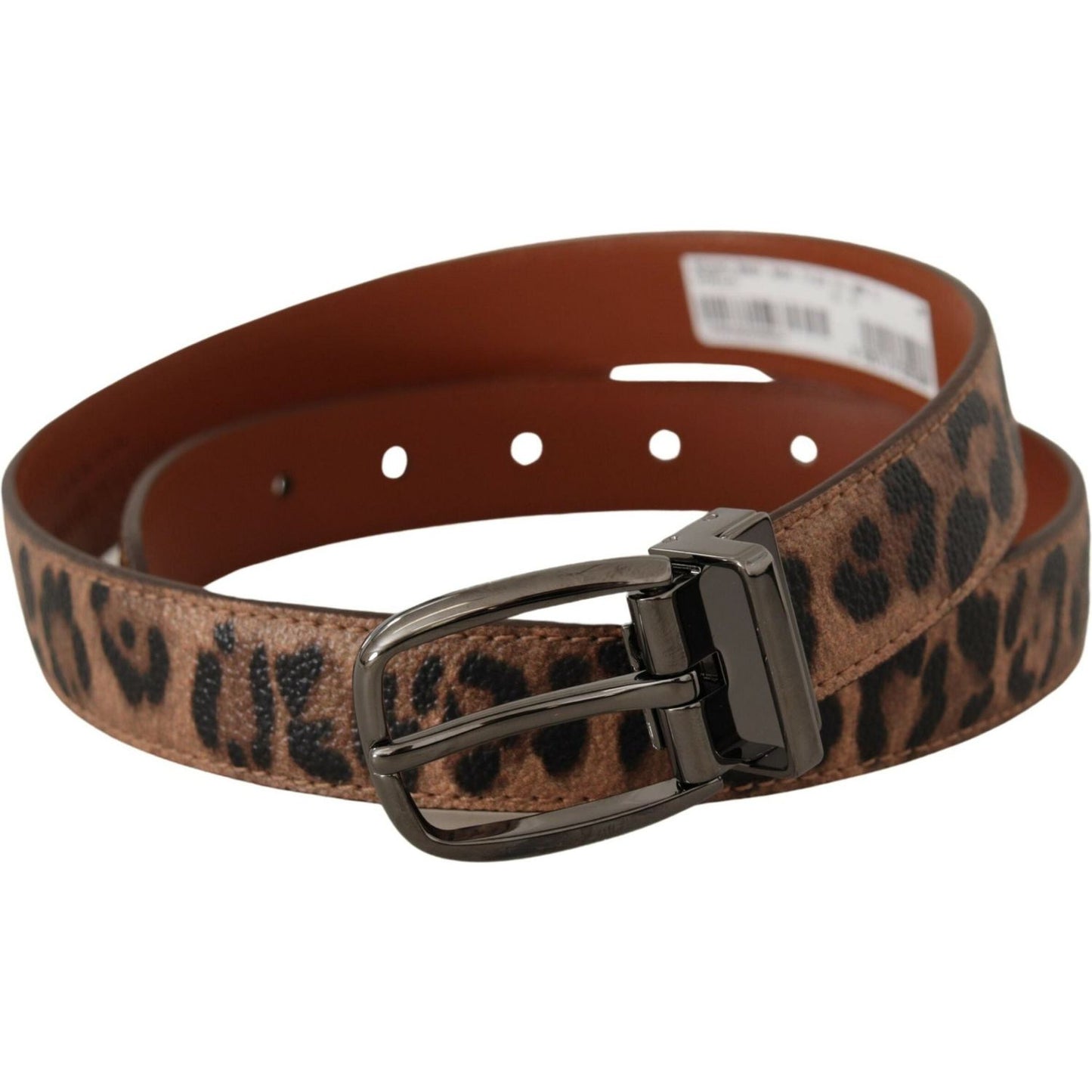 Dolce & Gabbana Elegant Engraved Leather Belt - Timeless Style brown-leopard-embossed-leather-buckle-belt