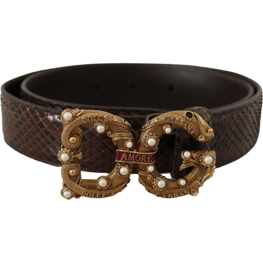 Dolce & Gabbana Elegant Snakeskin Leather Belt brown-amore-animal-print-exotic-leather-logo-buckle-belt IMG_8822-66316597-6d2.jpg