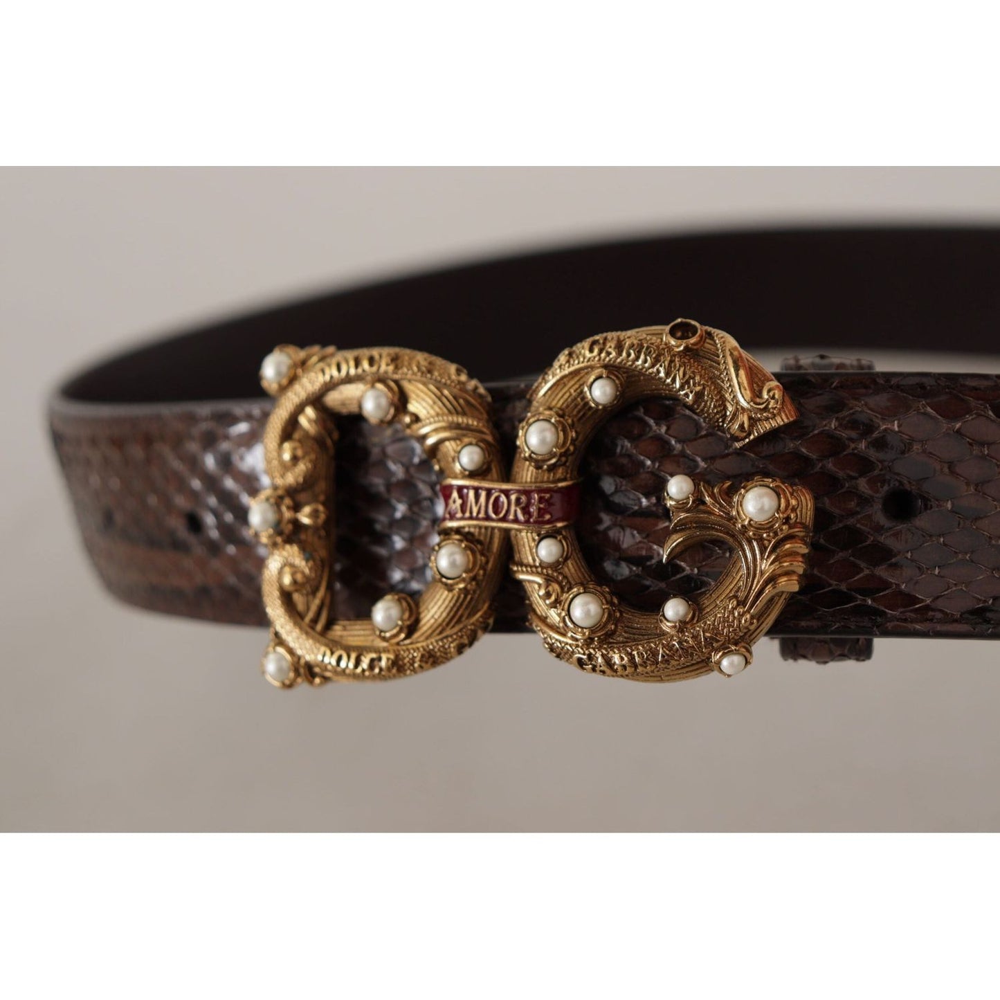 Dolce & Gabbana Elegant Snakeskin Leather Belt brown-amore-animal-print-exotic-leather-logo-buckle-belt IMG_8825-scaled-37413c9b-164.jpg