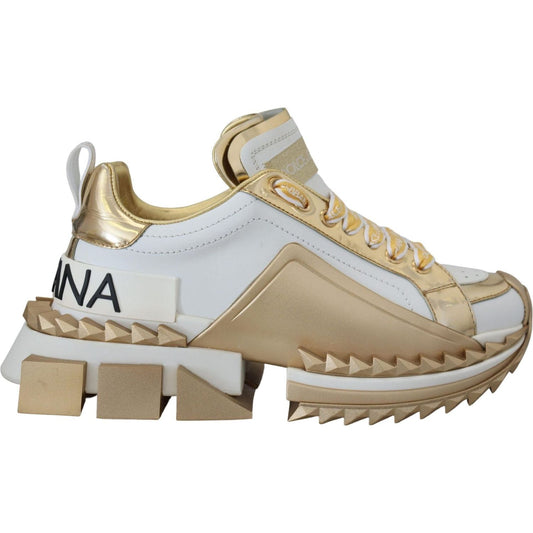 Dolce & Gabbana Elegant White and Gold Leather Sneakers white-and-gold-super-queen-leather-shoes IMG_8826-1-scaled-8545877c-3a8.jpg