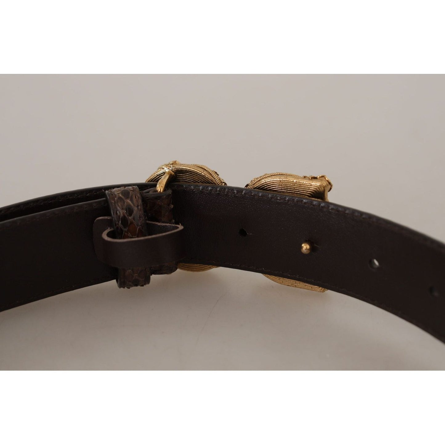 Dolce & Gabbana Elegant Snakeskin Leather Belt brown-amore-animal-print-exotic-leather-logo-buckle-belt