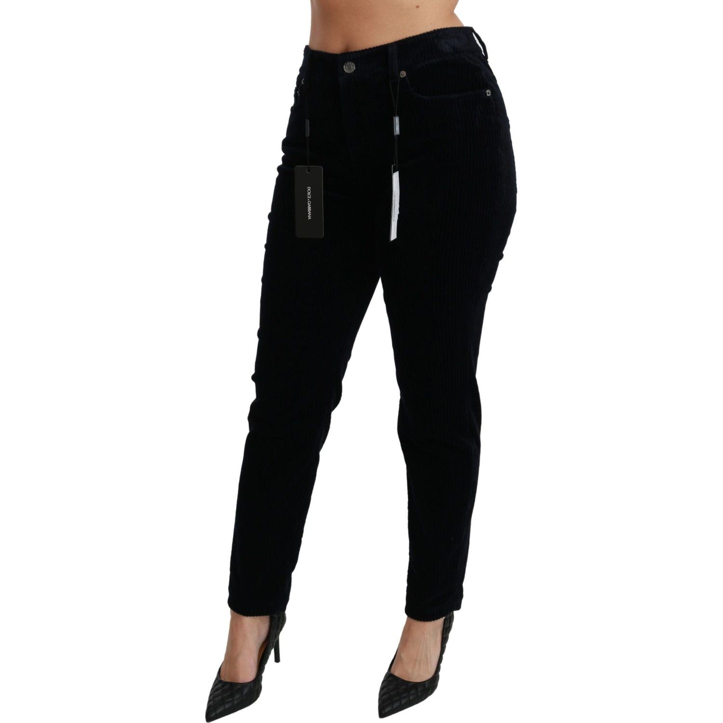 Dolce & Gabbana Chic Mid Waist Skinny Corduroy Jeans Jeans & Pants blue-corduroy-mid-waist-skinny-pants-jeans