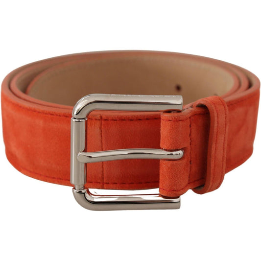 Dolce & Gabbana Elegant Suede Leather Belt in Vibrant Orange orange-leather-suede-silver-logo-metal-buckle-belt IMG_8848-e9ba09bc-bd1.jpg