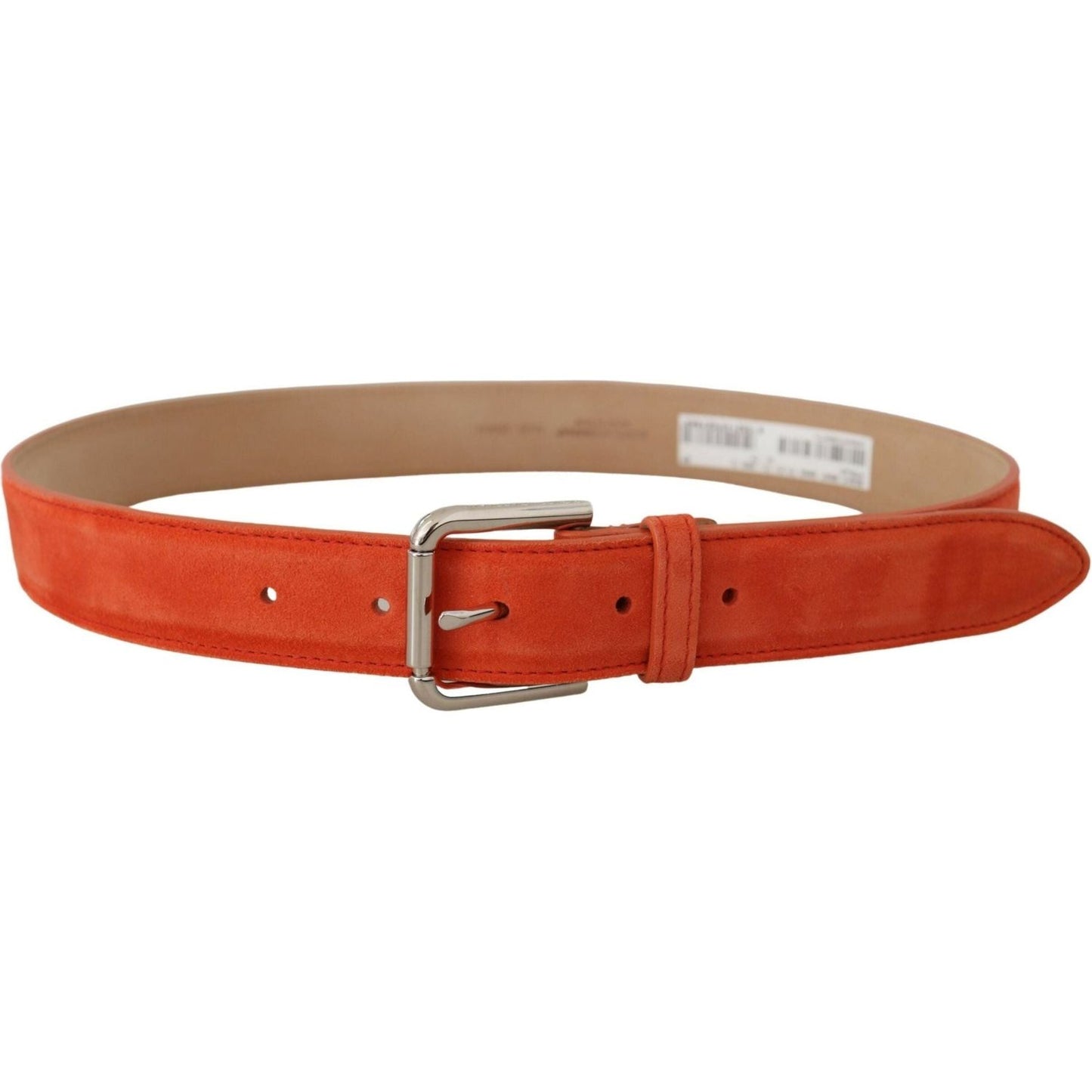 Dolce & Gabbana Elegant Suede Leather Belt in Vibrant Orange orange-leather-suede-silver-logo-metal-buckle-belt IMG_8850-scaled-4479afce-a45.jpg
