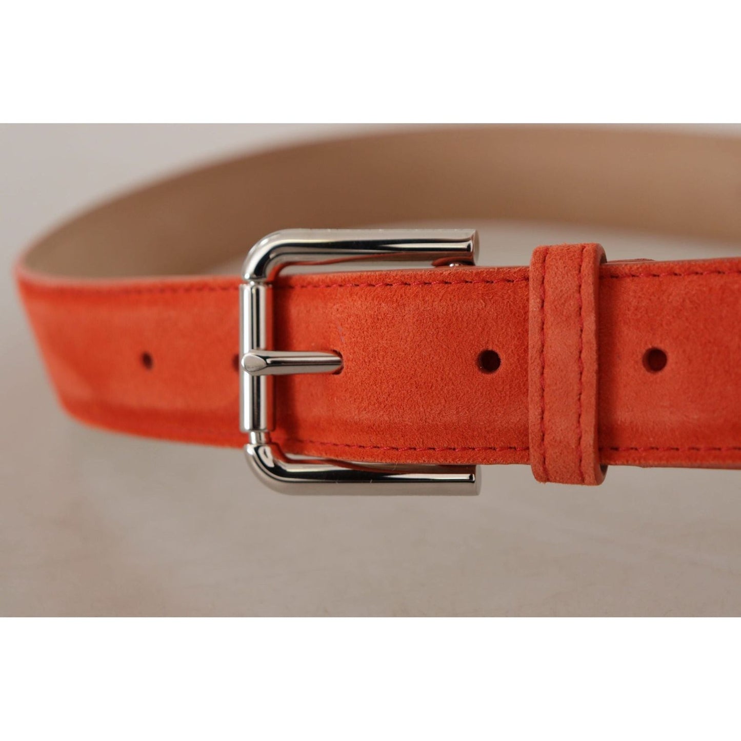 Dolce & Gabbana Elegant Suede Leather Belt in Vibrant Orange orange-leather-suede-silver-logo-metal-buckle-belt IMG_8851-scaled-06327ffc-f47.jpg