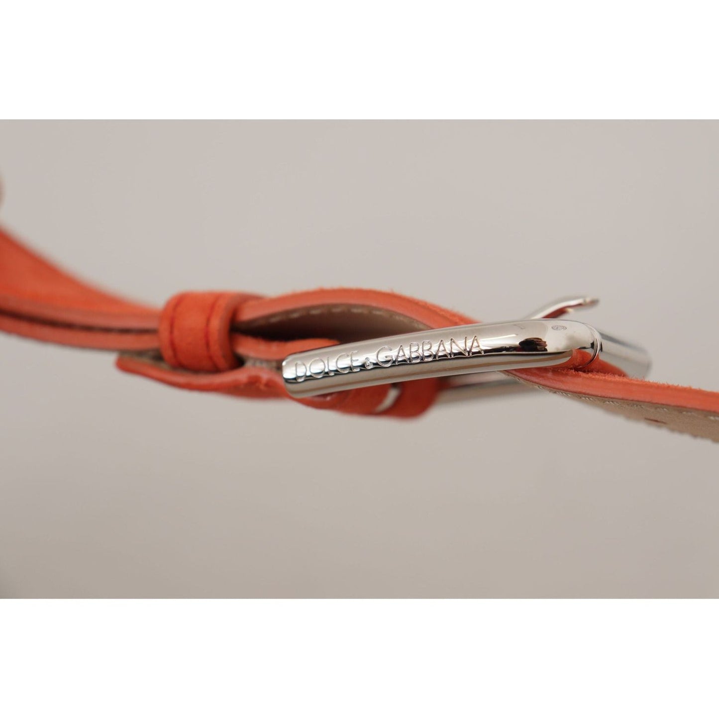 Dolce & Gabbana Elegant Suede Leather Belt in Vibrant Orange orange-leather-suede-silver-logo-metal-buckle-belt IMG_8852-scaled-3d5bf358-803.jpg
