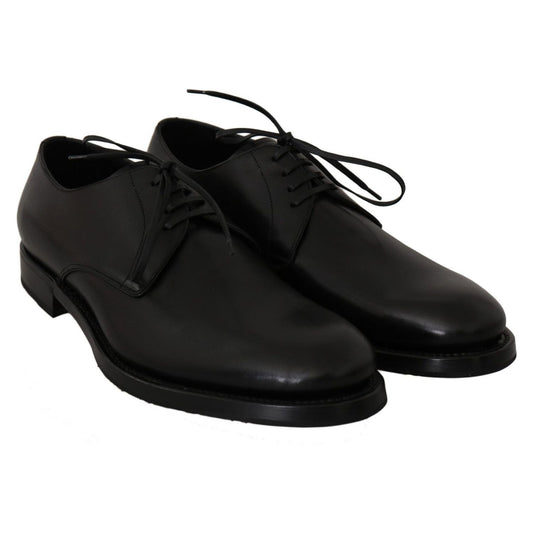 Dolce & Gabbana Elegant Black Leather Derby Dress Shoes Dress Shoes black-leather-derby-formal-dress-shoes IMG_8879-scaled_c283c7c7-50cb-419a-8a51-a3712103799b.jpg