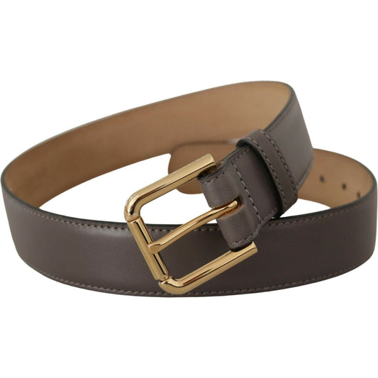Dolce & Gabbana Elegant Engraved Buckle Leather Belt gray-calfskin-leather-gold-metal-logo-buckle-belt IMG_8907-scaled-a9ffb2d3-0b6.jpg