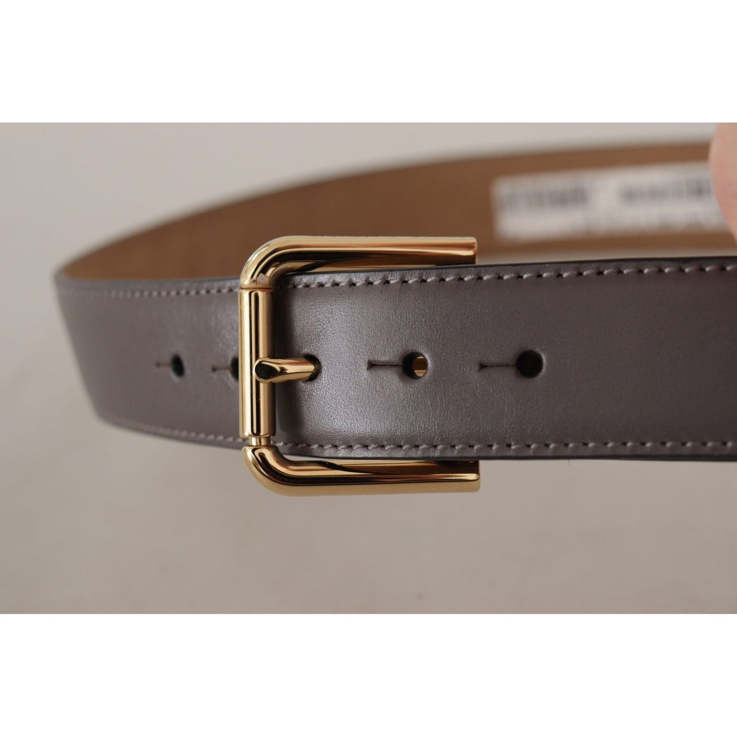 Dolce & Gabbana Elegant Engraved Buckle Leather Belt gray-calfskin-leather-gold-metal-logo-buckle-belt IMG_8909-scaled-15a7a2b1-880.jpg