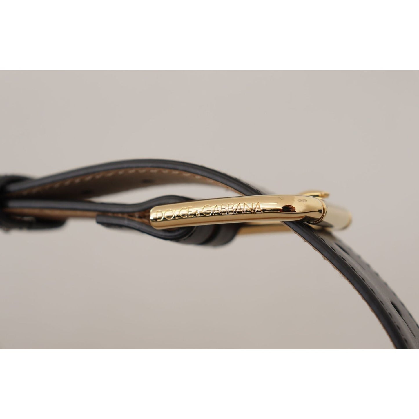 Dolce & Gabbana Elegant Leather Belt with Logo Buckle black-solid-leather-classic-gold-waist-buckle-belt IMG_8919-scaled-f0f4f288-05b.jpg