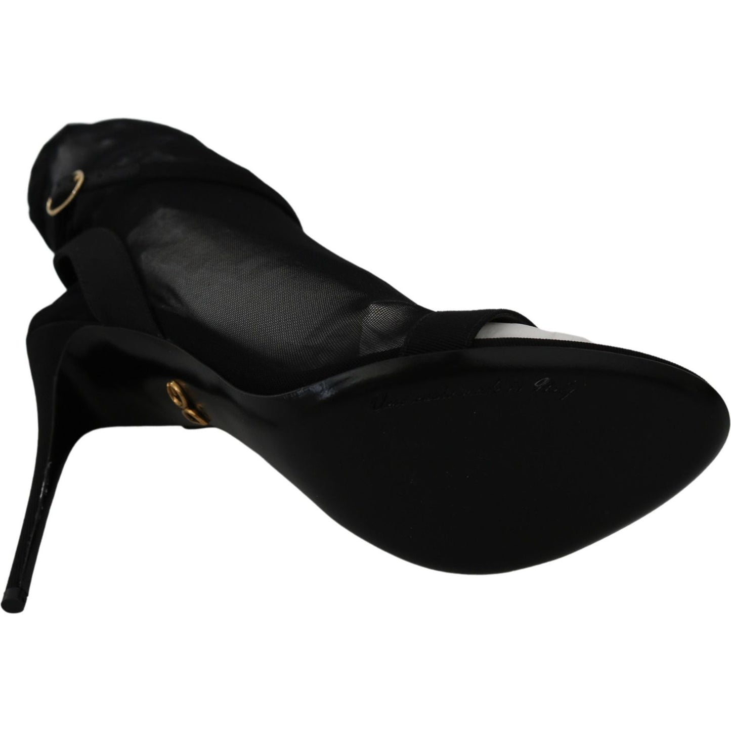 Dolce & Gabbana Elegant Black Heeled Stretch Sandals black-tulle-stretch-stilettos-sandals-shoes