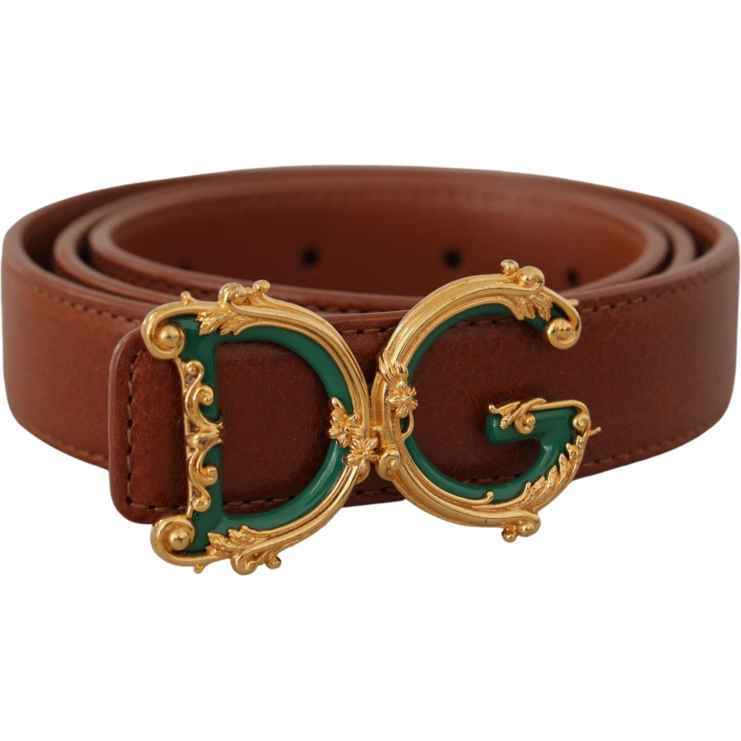 Dolce & Gabbana Elegant Leather Belt with Logo Buckle brown-leather-baroque-gold-dg-logo-waist-buckle-belt IMG_8924-57a5fc6b-1b1.jpg
