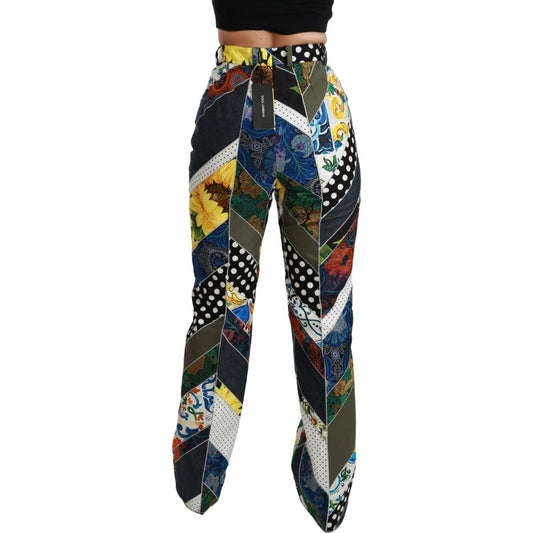 Dolce & Gabbana Elegant High Waist Multicolor Straight Pants multicolor-print-high-waist-straight-pants