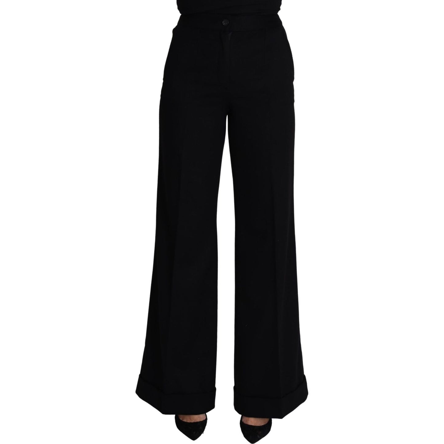 Dolce & Gabbana Elegant Cashmere Wide Leg Trousers Jeans & Pants black-cashmere-wide-leg-women-trouser-pants