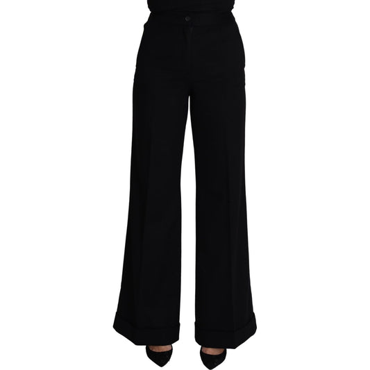 Dolce & Gabbana Elegant Cashmere Wide Leg Trousers Jeans & Pants black-cashmere-wide-leg-women-trouser-pants